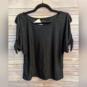 NWT, W5 Black Eyelet Women's Top Sz M